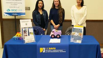 Amanda, Shir, and Sumon tabling