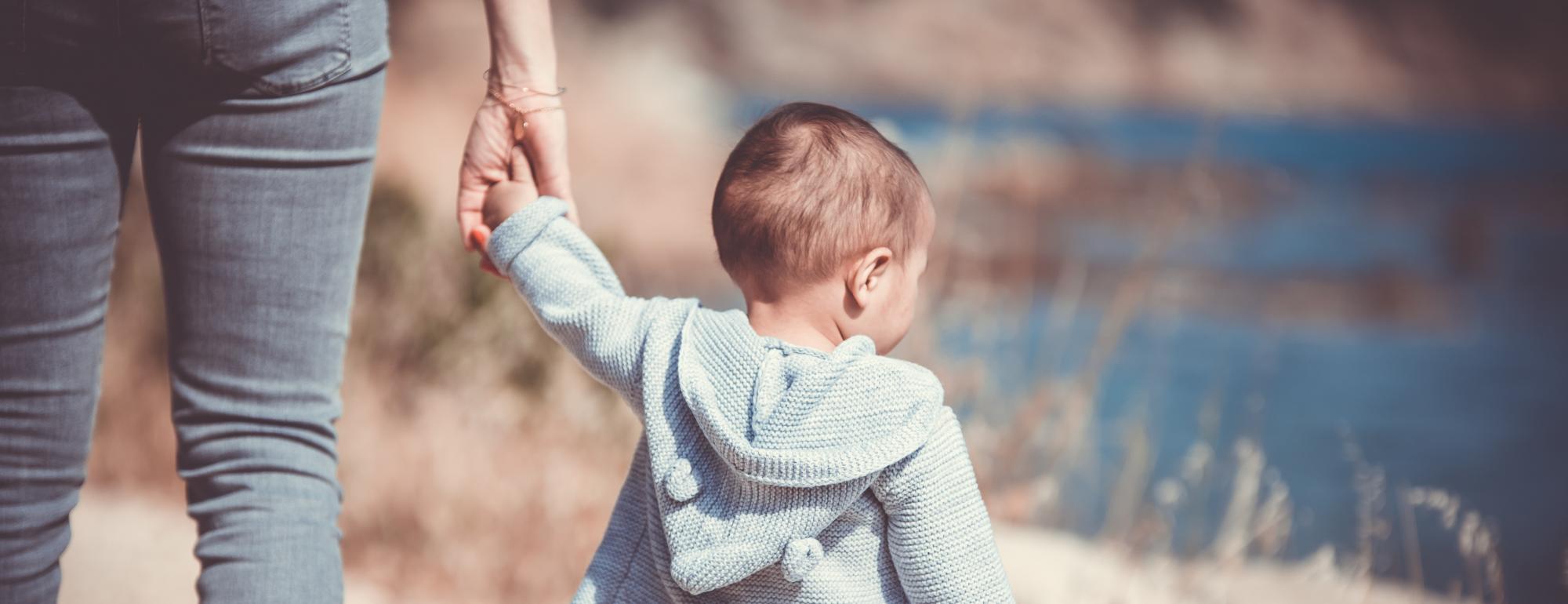 Mom and child walking