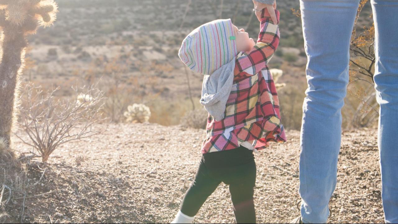 Mom with Toddler in Desert